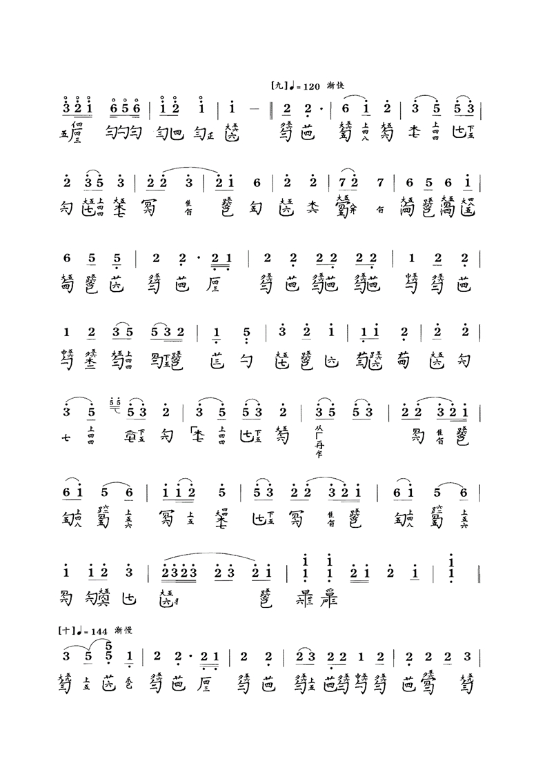 古琴曲《阳春》古琴减字谱